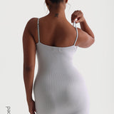 Slip-On Micro-Ribbed Mini Dress - Sky