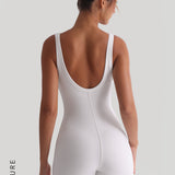 Banded Scoop Neck Romper - White