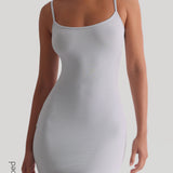 Slip-On Micro-Ribbed Mini Dress - Sky