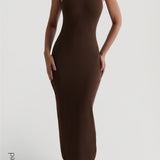 Sleeveless Turtleneck Maxi Dress - Cocoa