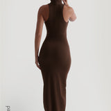 Sleeveless Turtleneck Maxi Dress - Cocoa