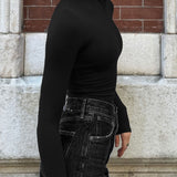 Refined Long Sleeve Turtleneck T-Shirt - Black