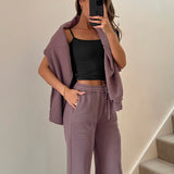 Structured Wide Leg Sweatpants - Vintage Purple
