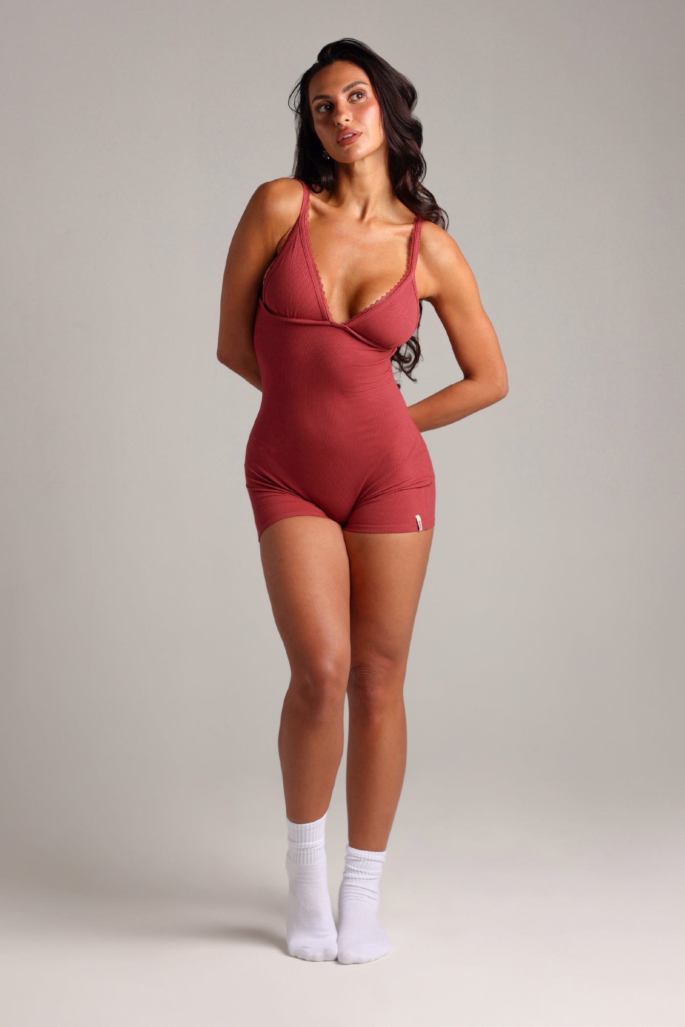 Lace Demi Romper - Berry Glaze