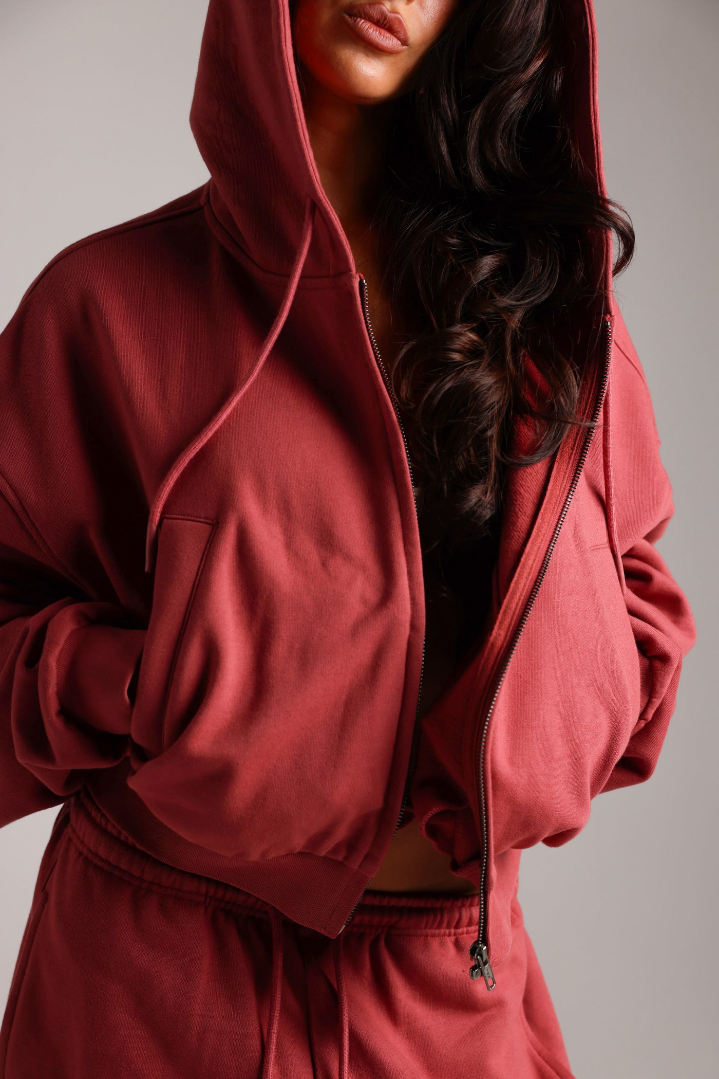 Cropped Zip-Up - Berry Glaze
