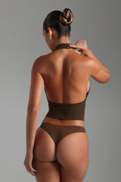 HIGH NECK TOP - Brown Sugar