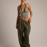 Plunge Straight-Back Tank - Pistachio/Palm