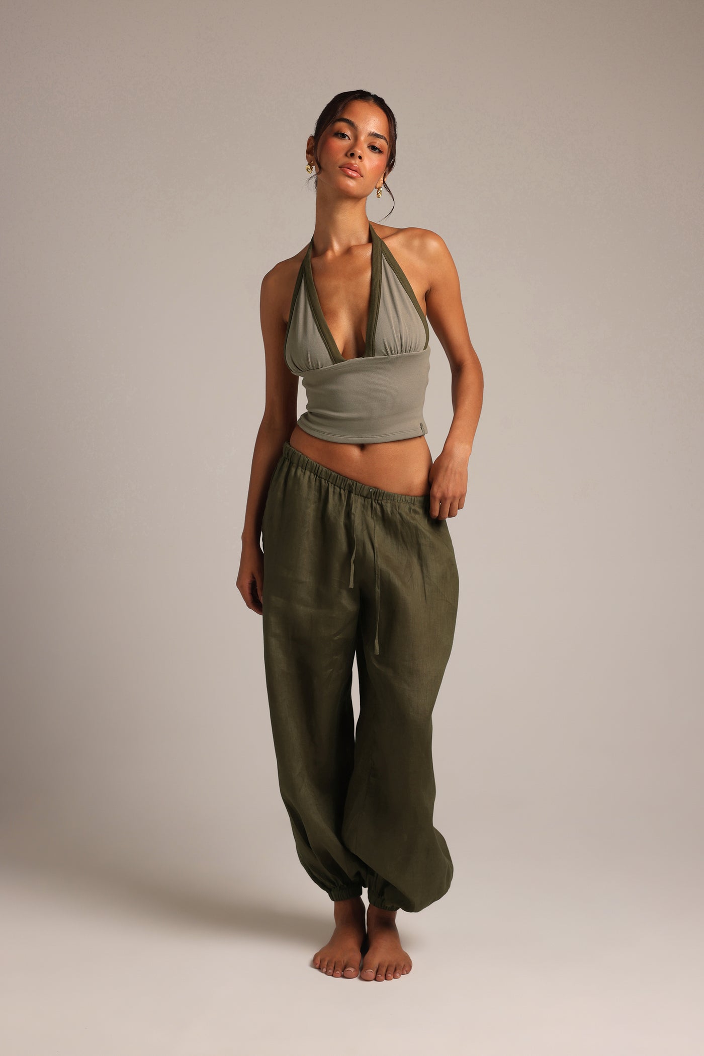 Plunge Straight-Back Tank - Pistachio/Palm