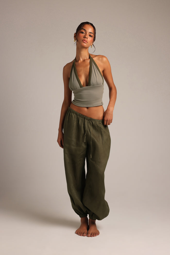 Plunge Straight-Back Tank - Pistachio/Palm