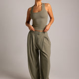 The Ivy Wide-Leg Trousers - Pistachio