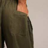 Heritage Linen Ruched Trousers - Palm