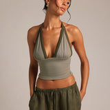 Plunge Straight-Back Tank - Pistachio/Palm