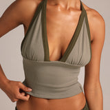Plunge Straight-Back Tank - Pistachio/Palm