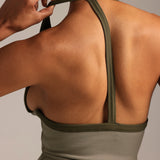 Plunge Straight-Back Tank - Pistachio/Palm