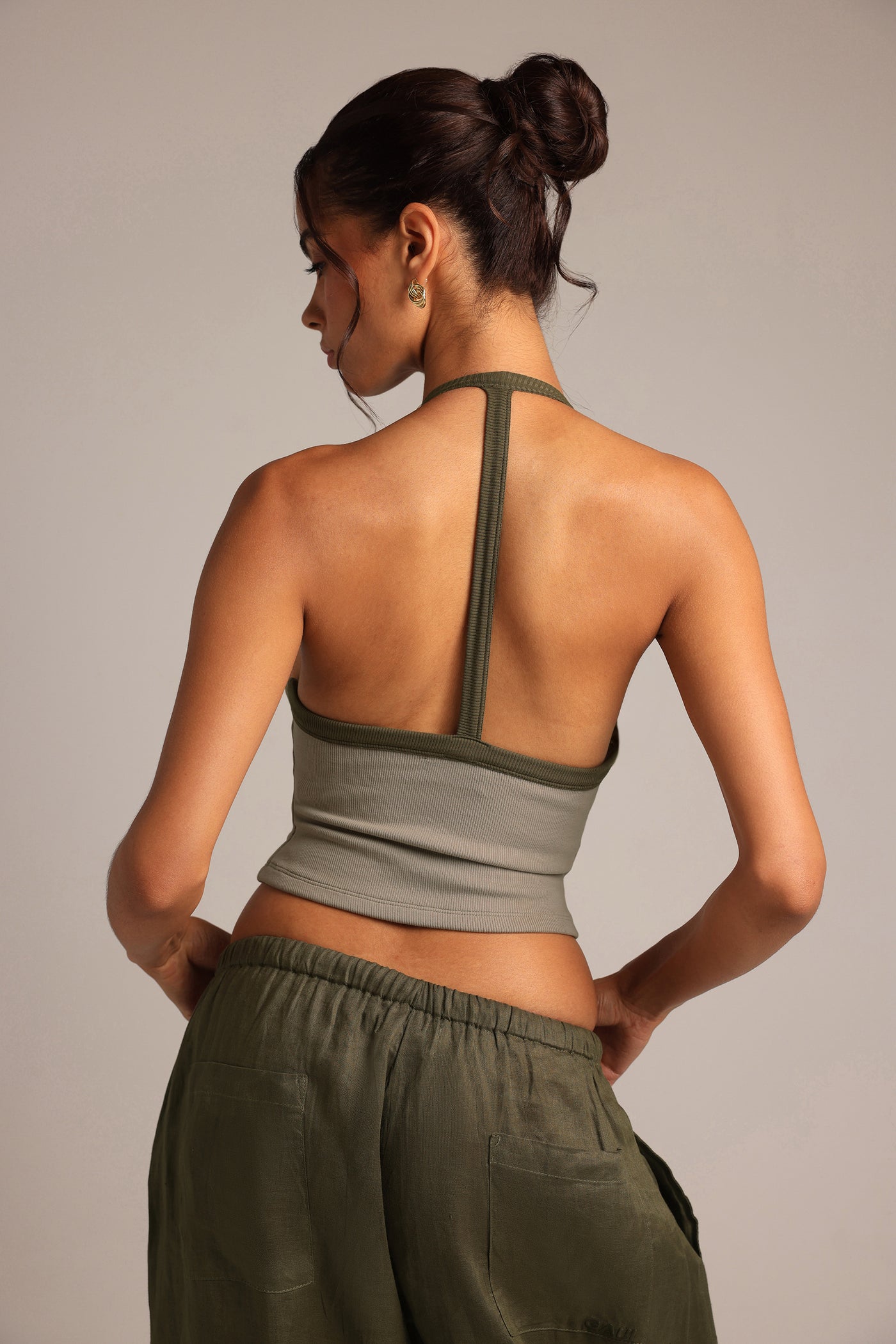 Plunge Straight-Back Tank - Pistachio/Palm