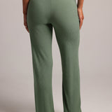 Slip on Straight-Leg Pants - Garden Green