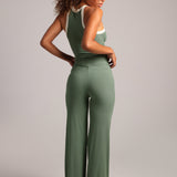 Slip on Straight-Leg Pants - Garden Green