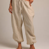Heritage Linen Ruched Trousers - Sand