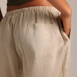 Heritage Linen Ruched Trousers - Sand