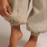 Heritage Linen Ruched Trousers - Sand