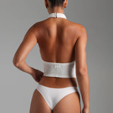 High Neck Top - White