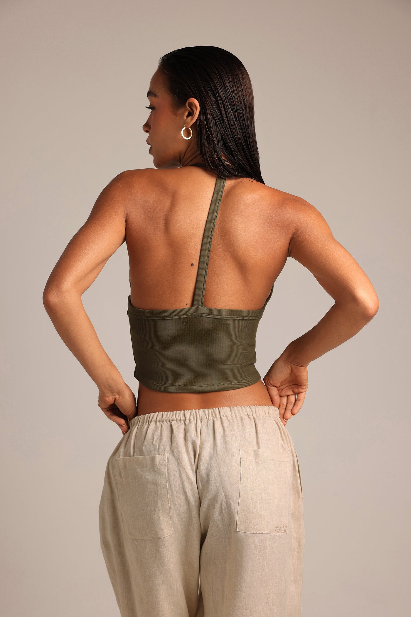 Plunge Straight-Back Tank - Palm