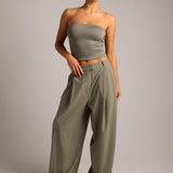 The Ivy Wide-Leg Trousers - Pistachio
