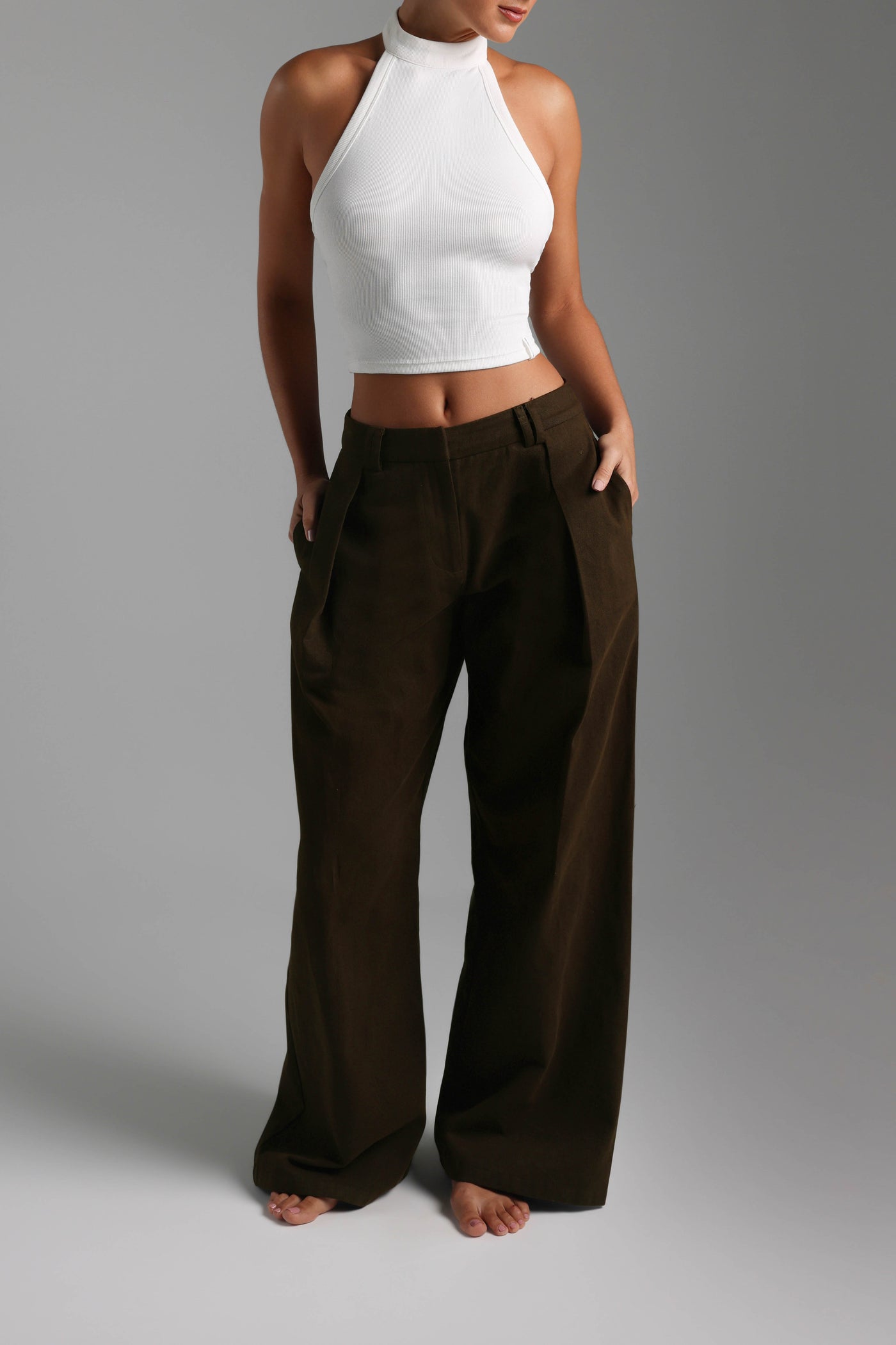 The Meridian Wide-Leg Trousers - Brown Sugar