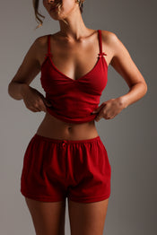 AIR-SLEEP LOUNGE SHORTS - Cranberry