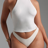 High Neck Top - White