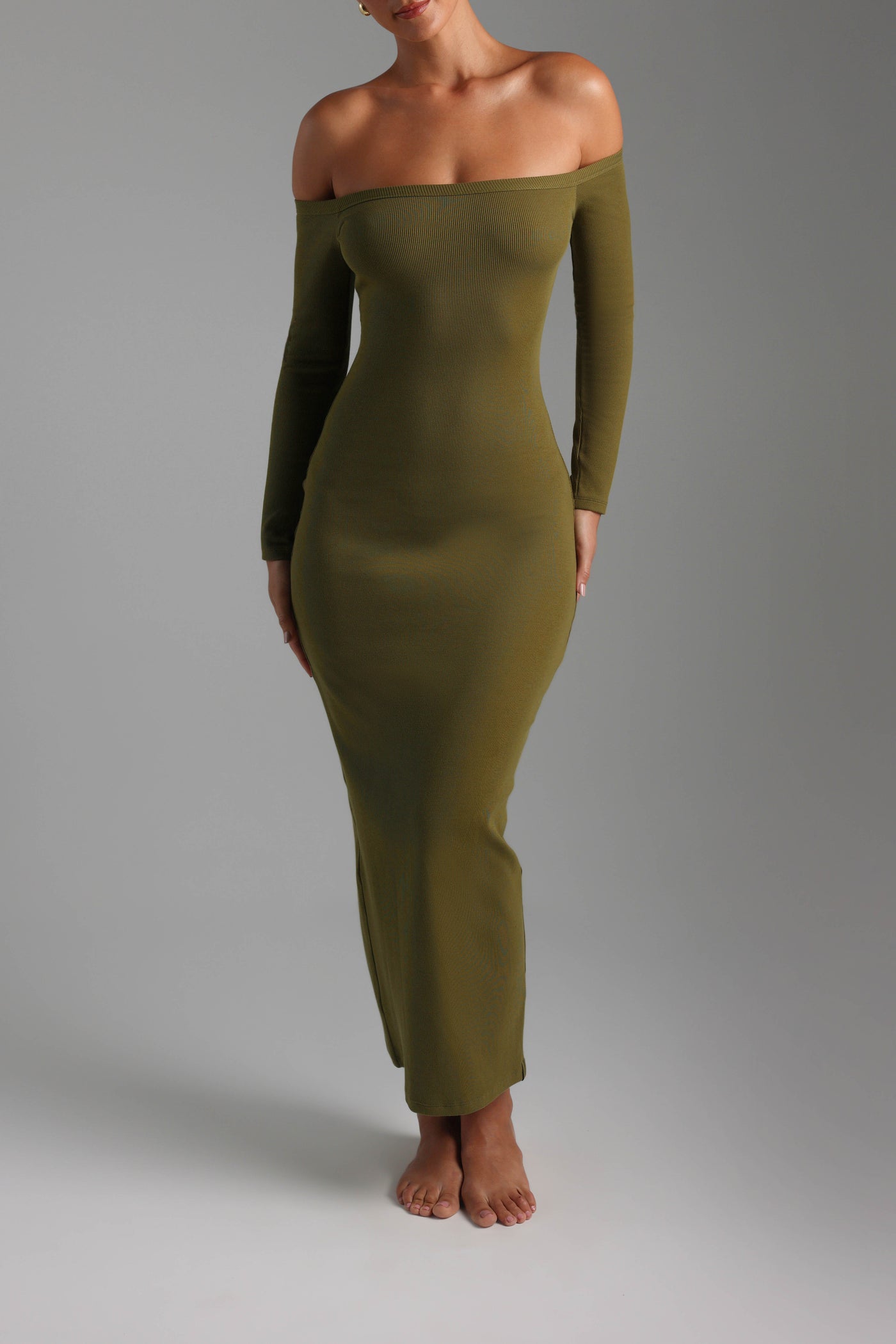 Off Shoulder Maxi Dress - Olive
