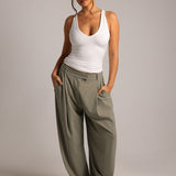 The Ivy Wide-Leg Trousers - Pistachio