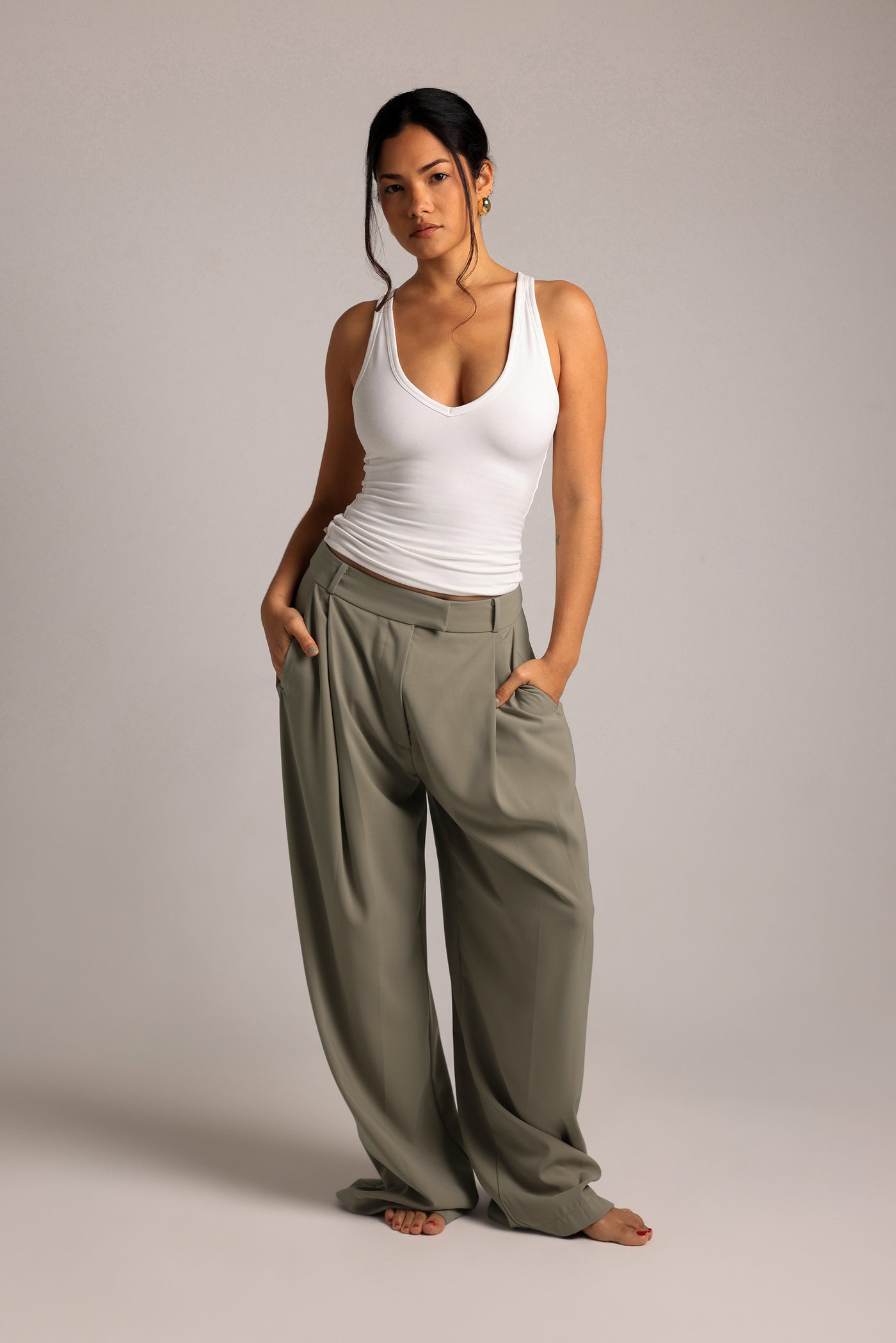 The Ivy Wide-Leg Trousers - Pistachio