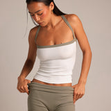 Cross-Back Tank - White/Pistachio