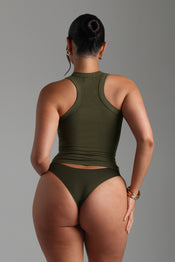 T-SHAPE MICRO-RIBBED TANK TOP - Cypress