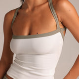 Cross-Back Tank - White/Pistachio