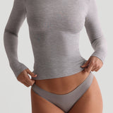 Crew Micro-Ribbed Long Sleeve Top - Heather Grey