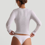 Crew Micro-Ribbed Long Sleeve Top - Light Heather Grey