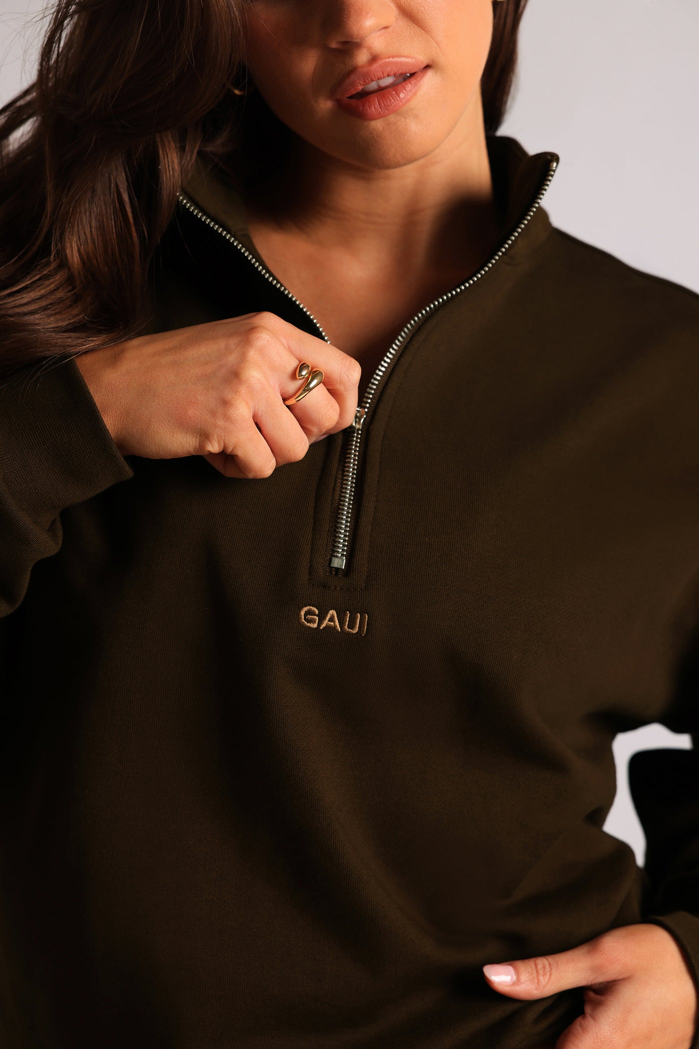 Quarter Zip Sweatshirt - Cocoa