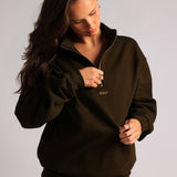 Quarter Zip Sweatshirt - Cocoa