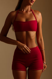 HALTER BANDEAU BIKINI TOP - POMEGRANATE
