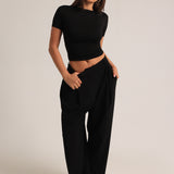 The Ivy Wide-Leg Trousers - Black