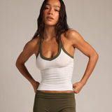 V-Neck Halter Top - White/Palm