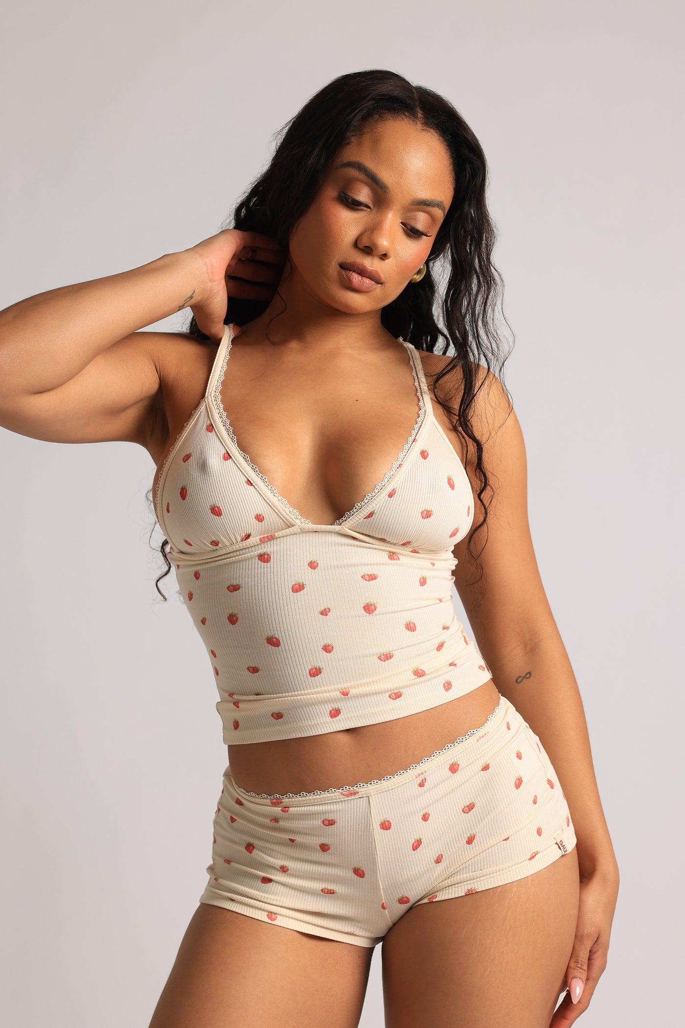Lace Demi Tank - Strawberries & Cream