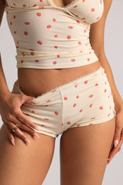 Lace Mini Shorts - Strawberries & Cream