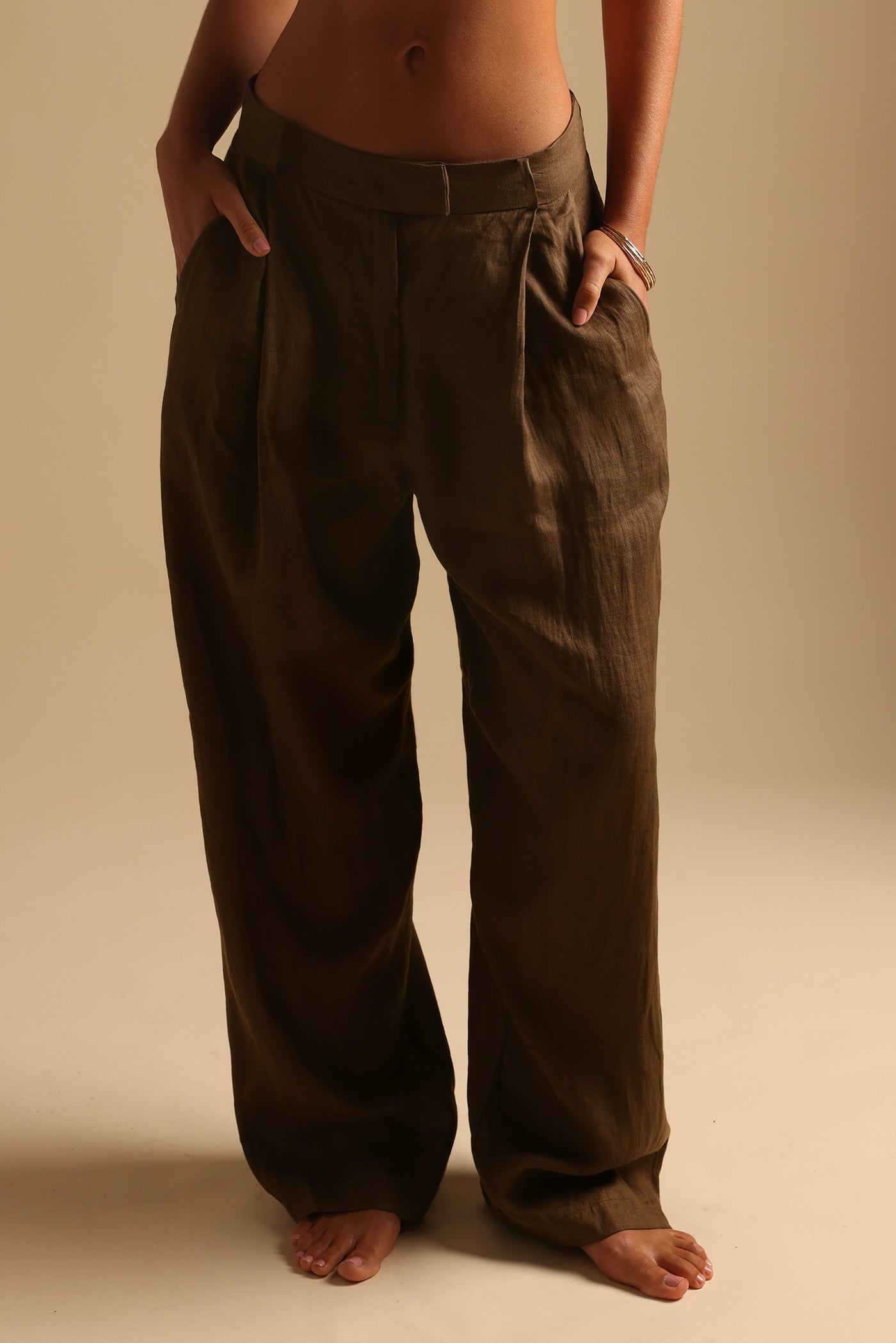 The Ivy Wide-Leg Linen Trousers - Terra