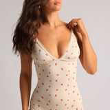Lace Demi Romper - Strawberries & Cream