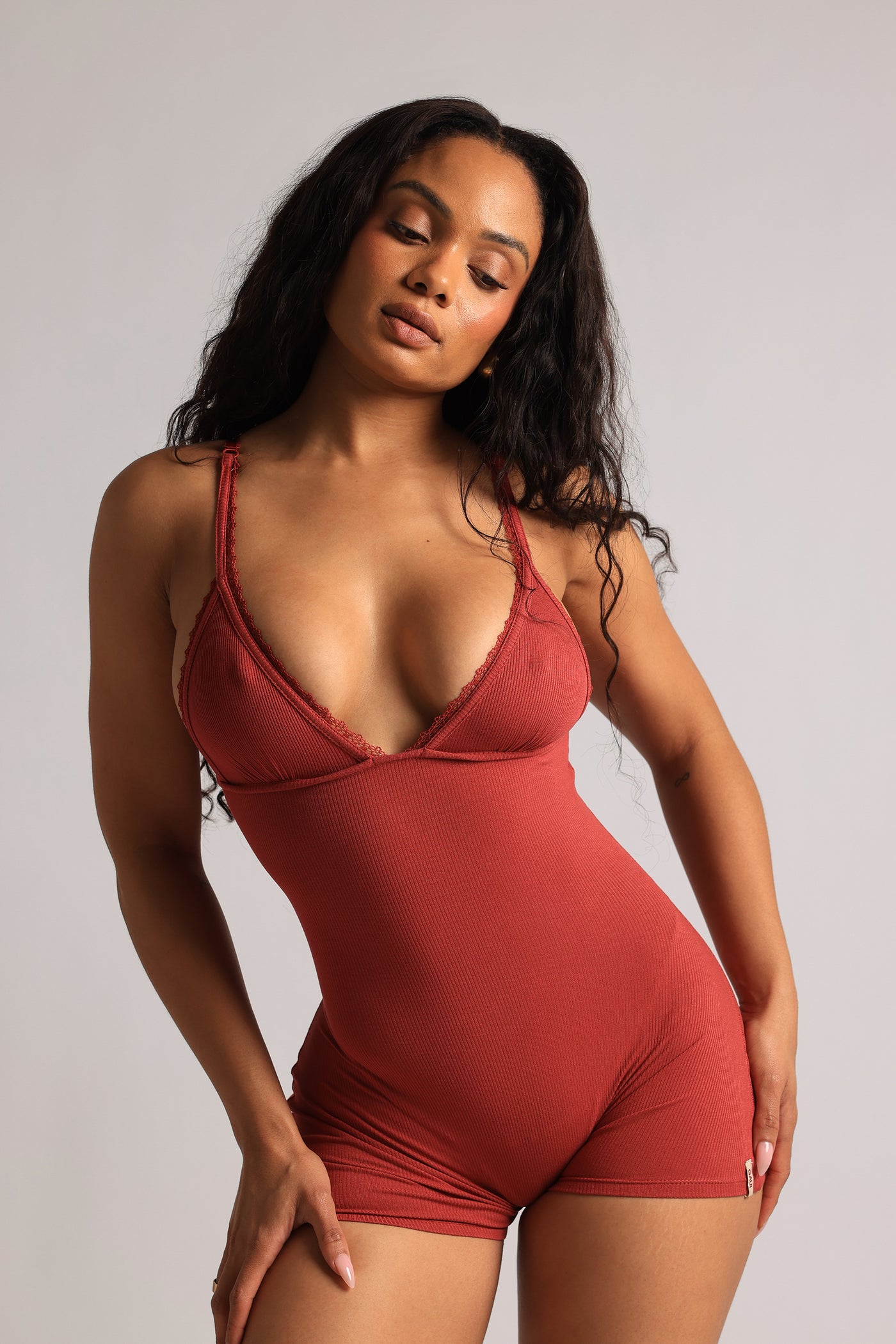 Lace Demi Romper - Berry Glaze