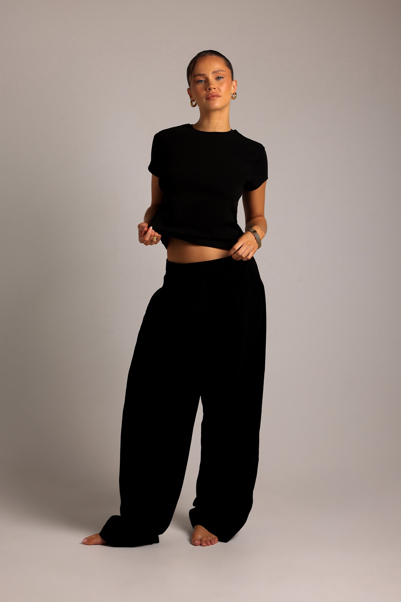 The Ivy Wide-Leg Trousers - Black