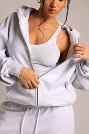 Boyfriend Zip-Up - Light Heather Gray